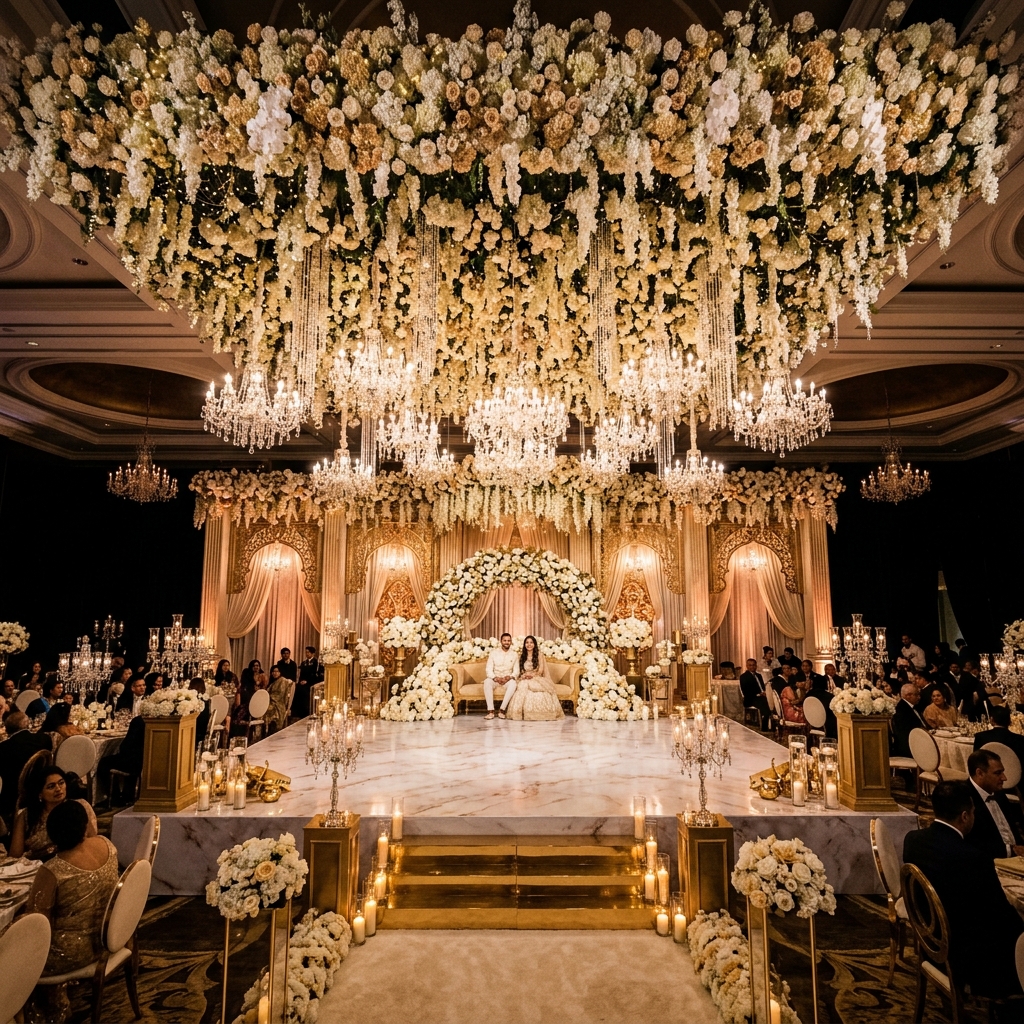 Luxury gold wedding stage design